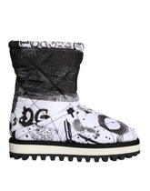 Dolce & Gabbana White Padded Logo Print Mid Calf Boots Shoes -   -  Dolce & Gabbana.